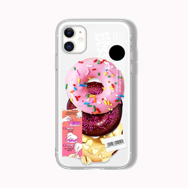 

Donuts Print Clear Phone Case, Multicolor