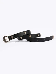 Cinturón con hebilla grabado - Negro - Ver 3