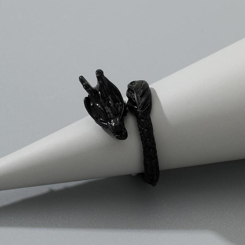 

Guys 1pc Dragon Engraved Ring, Black