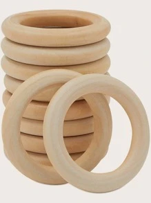 10pcs DIY Wooden Ring, Multifunction Craft Decoration For DIY - Beige - View 1