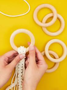 10pcs DIY Wooden Ring, Multifunction Craft Decoration For DIY - Beige - View 4