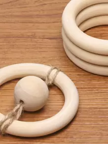 10pcs DIY Wooden Ring, Multifunction Craft Decoration For DIY - Beige - View 5