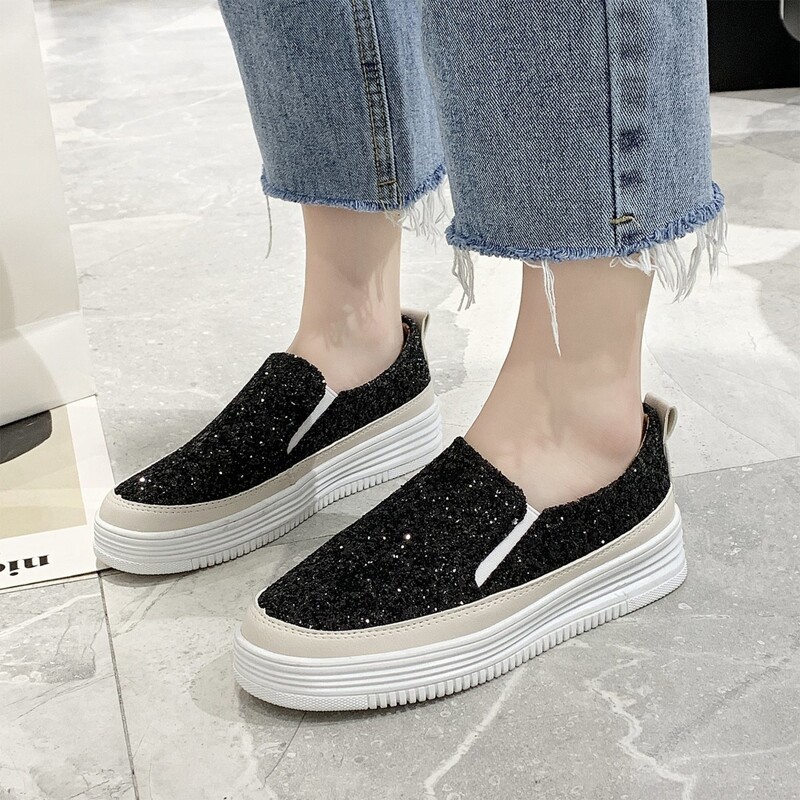 

Glitter Slip On Sneakers, Black