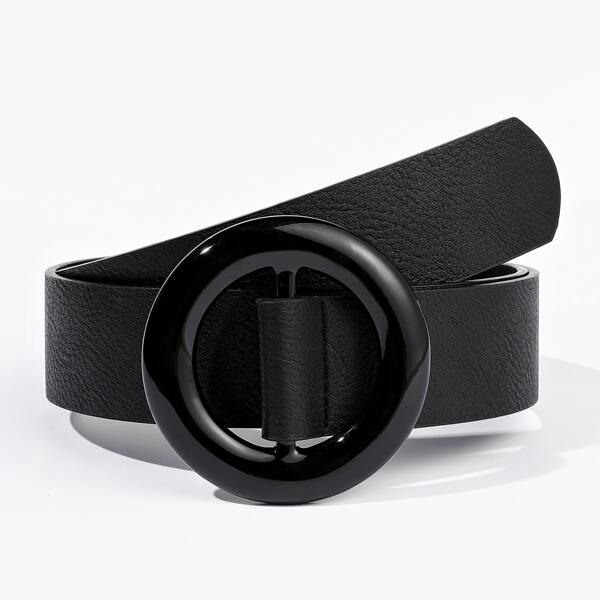 

Round Buckle Belt, Black