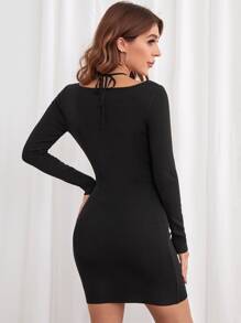 SHEIN BAE 繞頸前鏤空緊身毛衣洋裝