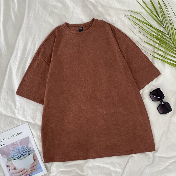 

Solid Drop Shoulder Tee, Rust brown