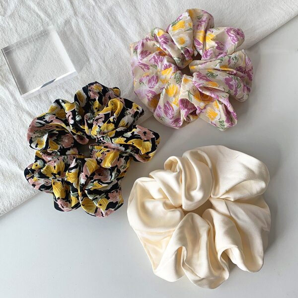 

3pcs Ditsy Floral Pattern Scrunchie, Multicolor