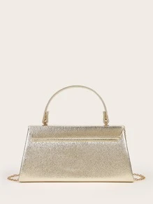 Metallic Flap Clutch Bag - Gold - View 8