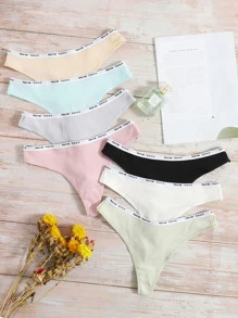 Yoga 7pack Letter Tape Rib Panty Set Sports - Multicolor - View 1