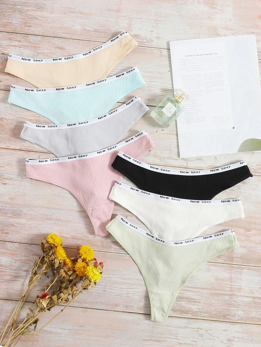 Yoga 7pack Letter Tape Rib Panty Set Sports - Multicolor - View 1