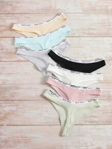 Yoga 7pack Letter Tape Rib Panty Set Sports - Multicolor - View 2