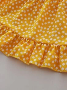 女嬰小碎花上衣和半身裙 - 黃色 - 查看 4