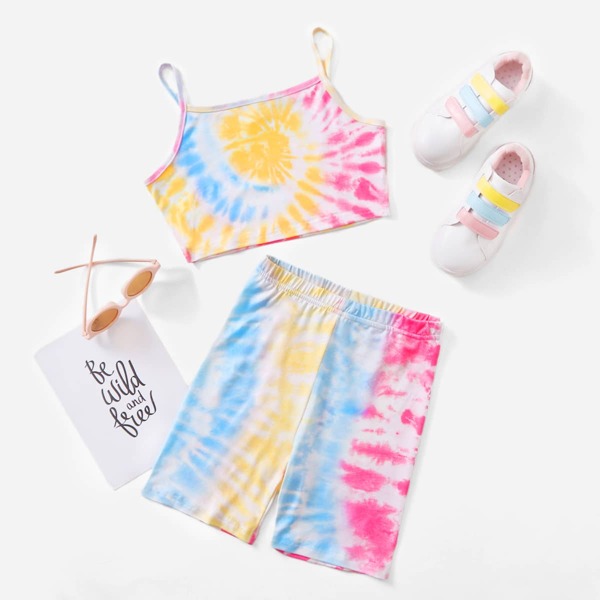 

Girls Tie Dye Crop Cami Top & Biker Shorts Set, Multicolor
