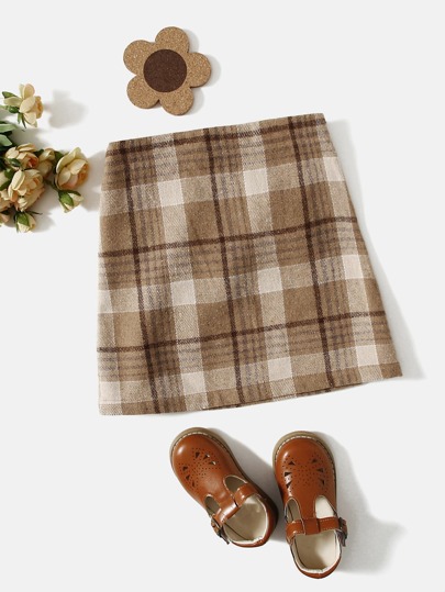 SHEIN Girls Plaid Print Skirt
