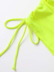 Neon Lime Triangle Shorts Bikini - Yellow - View 5