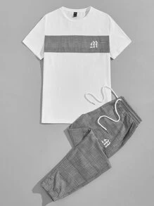 Manfinity VCAY Nam Áo thun & quần Bông Kẻ sọc Glen & Đồ họa Chữ cái - Nhiều màu - Xem 1