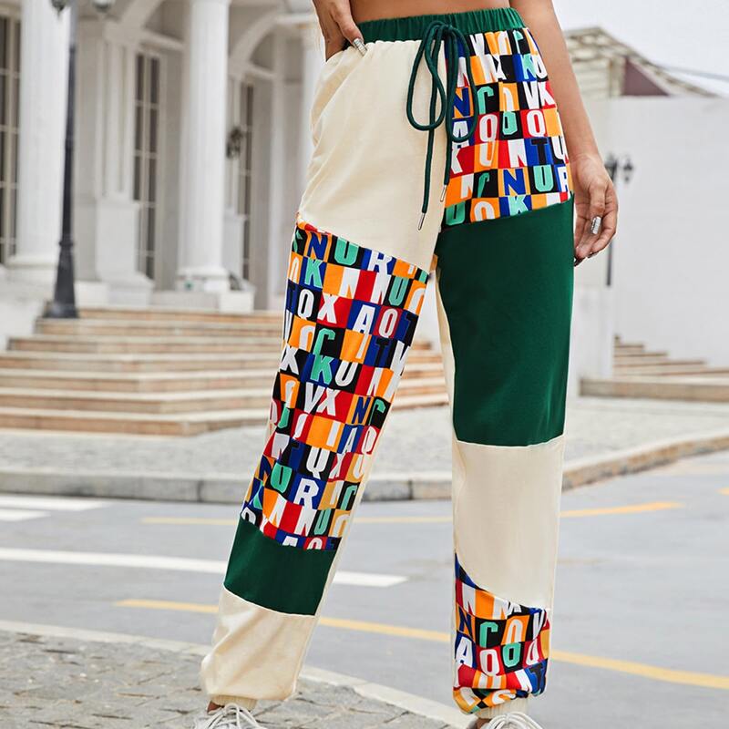 

Letter Graphic Colorblock Knot Front Sweatpants, Multicolor