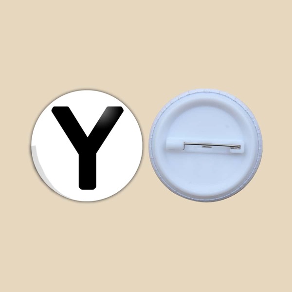

Letter Graphic Brooch, White
