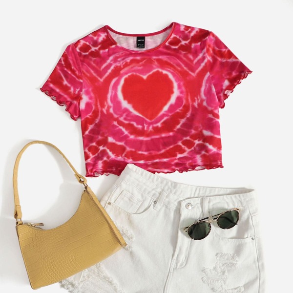 

Lettuce Trim Heart Top, Pink