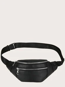 Riñonera minimalista con cremallera - Negro - Ver 3