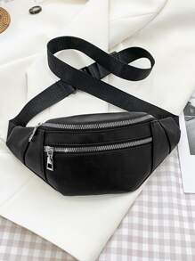 Riñonera minimalista con cremallera - Negro - Ver 5