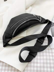 Riñonera minimalista con cremallera - Negro - Ver 6