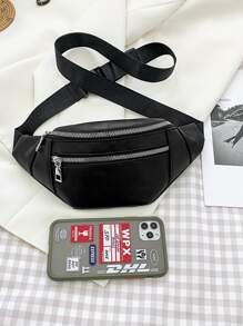 Riñonera minimalista con cremallera - Negro - Ver 8