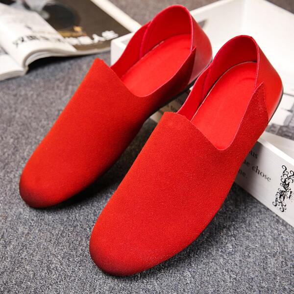 

Men Minimalist Slip On Loafers, Red