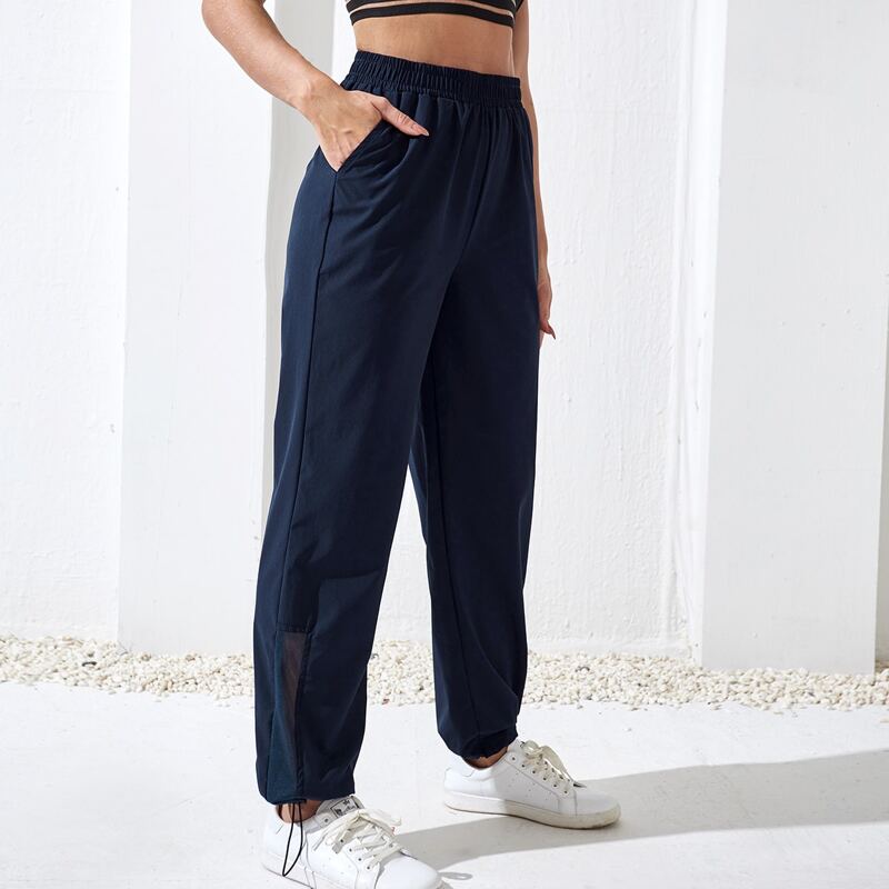 

Slant Pocket Drawstring Sports Pants, Navy blue