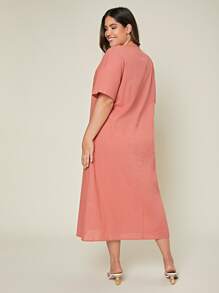 SHEIN Vestido túnico de manga caída - Rosado Sandía - Ver 2