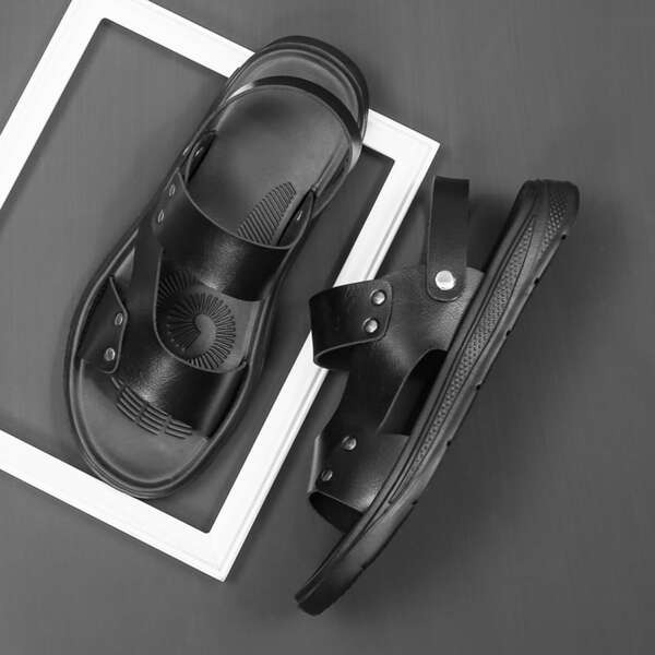 

Men Cut Out Slingback Sandals, Black