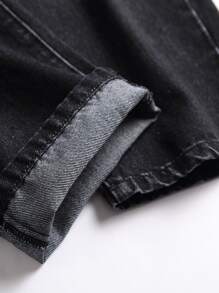 Manfinity Hombres Jeans rotos con cremallera - Negro - Ver 3