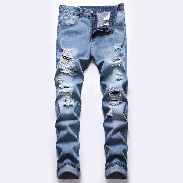 

Men Ripped Skinny Jeans, Light wash