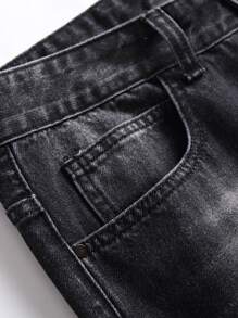 Manfinity Hombres Jeans rotos con cremallera - Negro - Ver 6