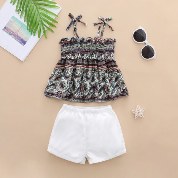 

Baby Girl Knot Strap Floral Cami Top & Shorts, Multicolor