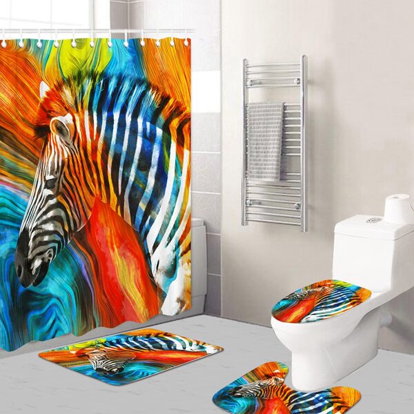 

1pc Zebra Print Bath Mat Or Shower Curtain, Multicolor