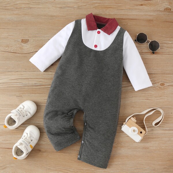 

Baby Boy Colorblock Button Front Jumpsuit, Multicolor