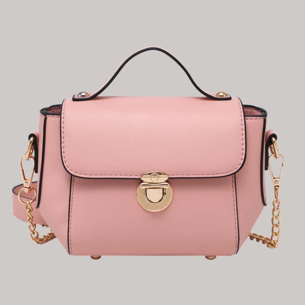 

Minimalist Push Lock Satchel Bag, Pink