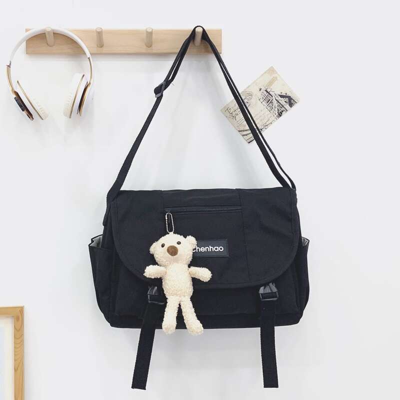 

Double Release Buckle Decor Crossbody Bag, Black