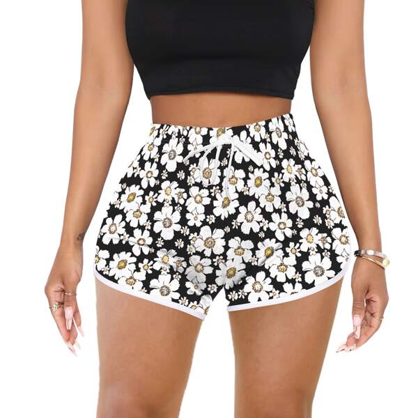 

Allover Floral Print Contrast Binding Shorts, Multicolor