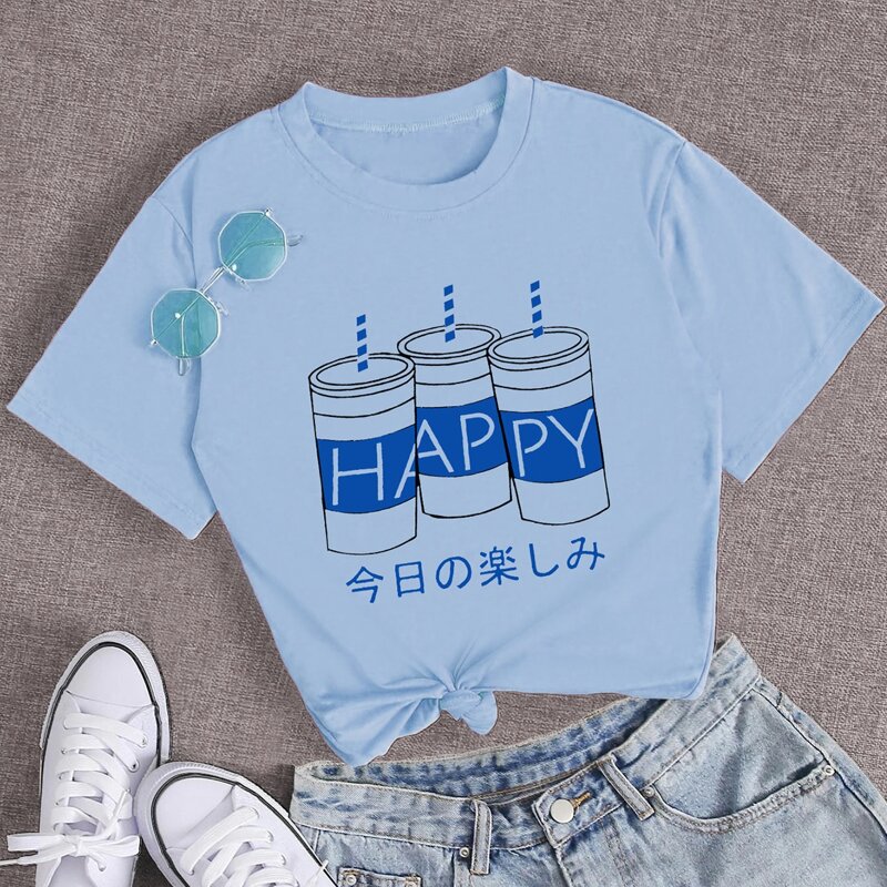 

Drink & Japanese Print Tee, Baby blue