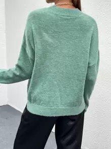 Lunelith SHEIN Lunessa Mock Neck Drop Shoulder Sweater Knit Pullover Fall Winter Outfit