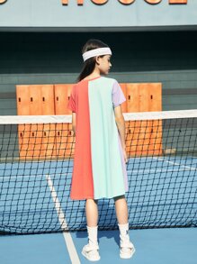 SHEIN Girls Colourblock Tee Dress - Multicolor - View 2