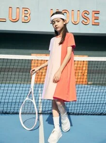 SHEIN Girls Colourblock Tee Dress - Multicolor - View 4