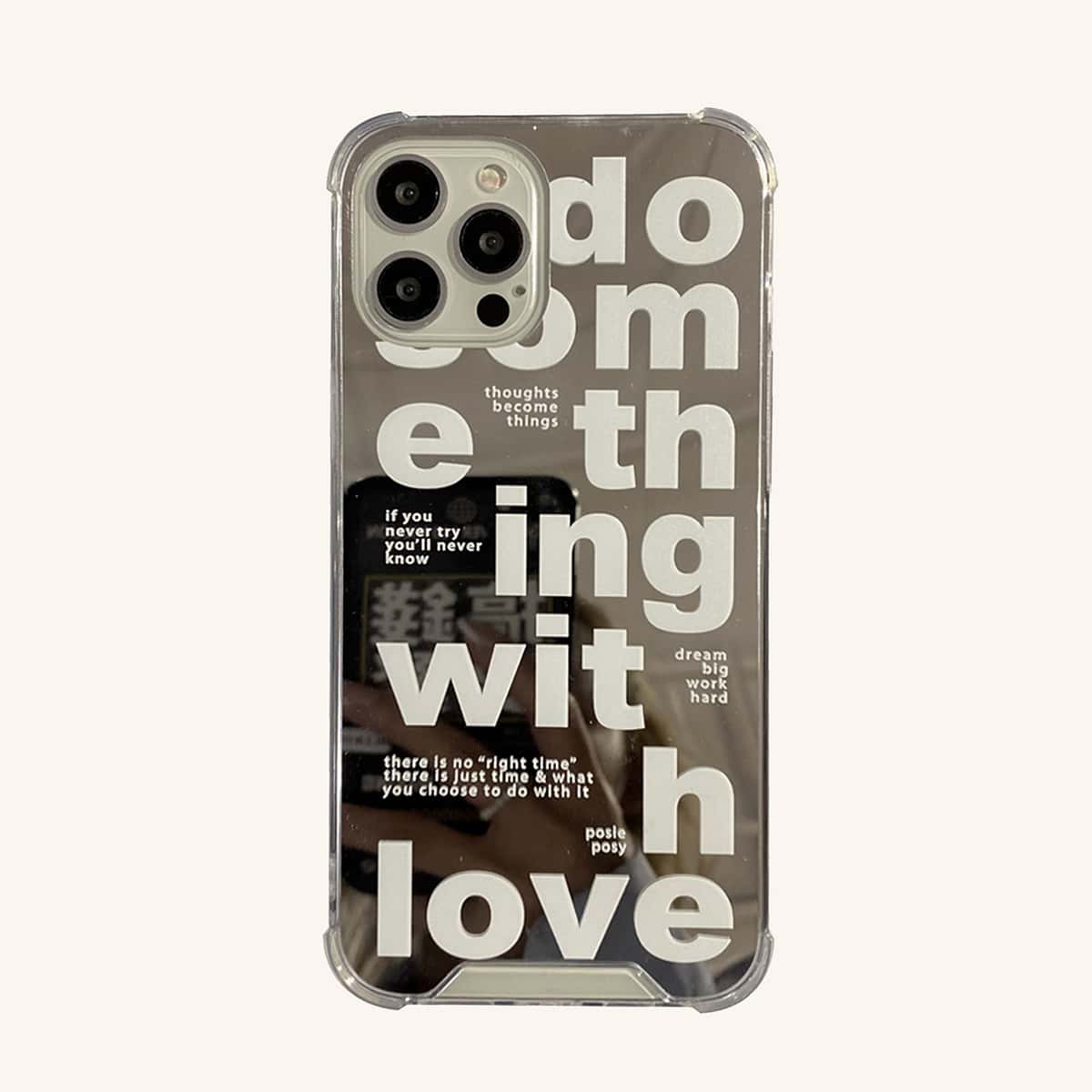 

Slogan Graphic Mirror Phone Case, White