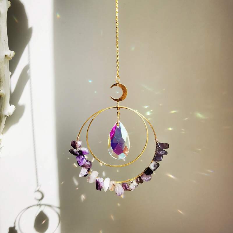 

1pc Crystal Design Wall Hanging, Purple