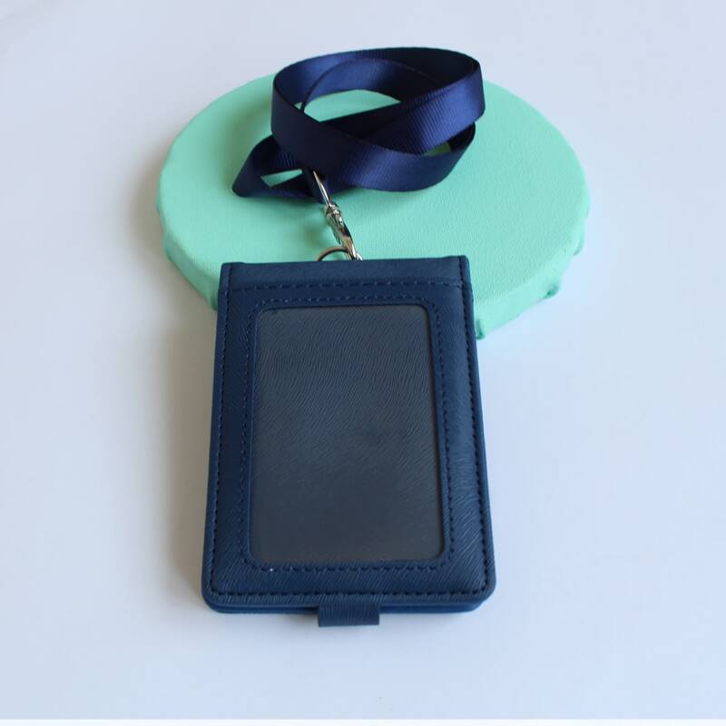 

1pc Plain Card Cover & 1pc Lanyard, Navy blue