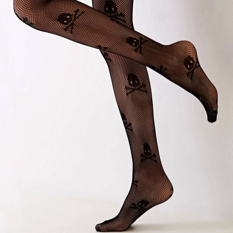 

Skull Pattern Tights, Black