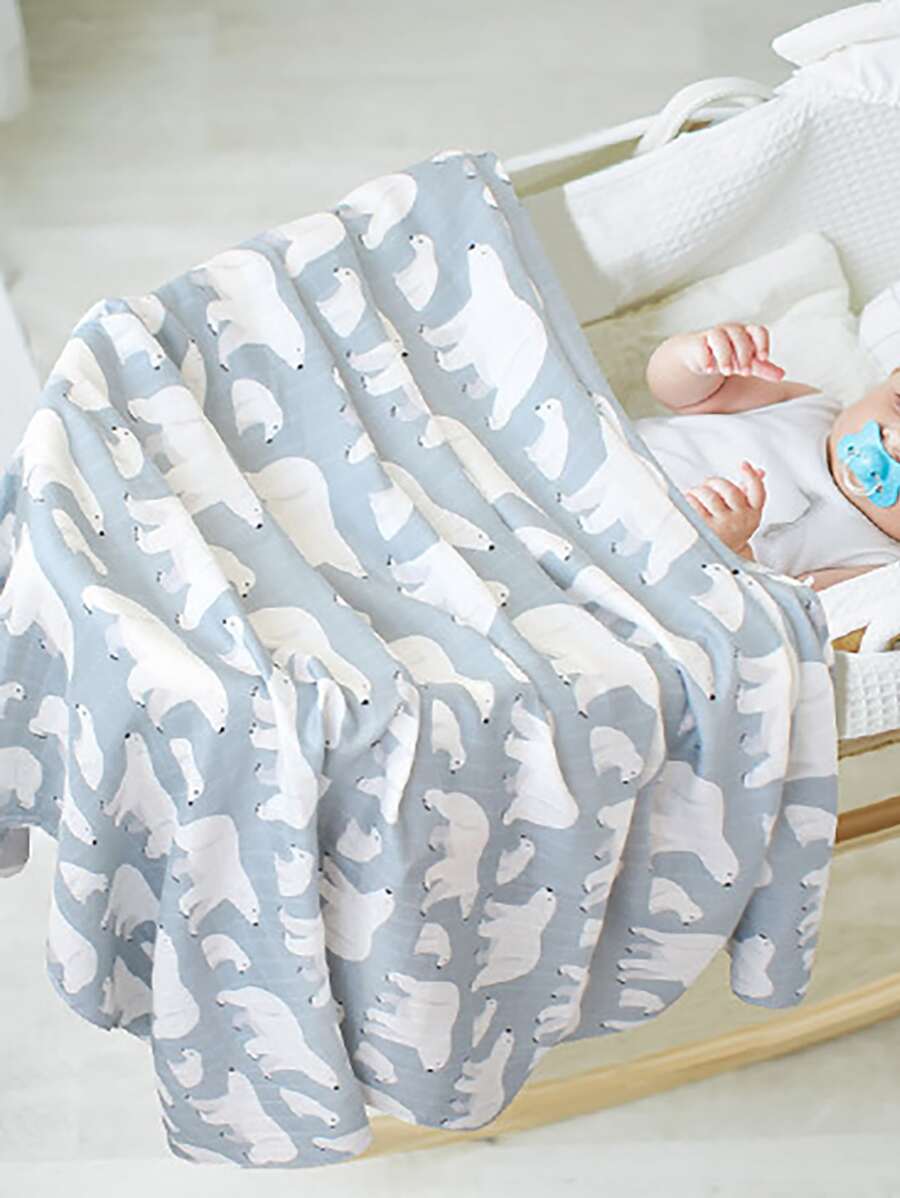 Chăn đồ họa động vật hoạt hình cho bé - Màu xanh lam - Xem 1