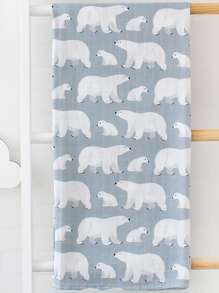 Chăn đồ họa động vật hoạt hình cho bé - Màu xanh lam - Xem 3